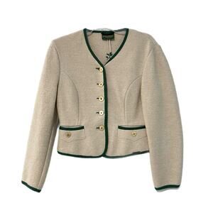 Geiger Collection Cream Wool Linen Blend Jacket 34 US Small Button Front
